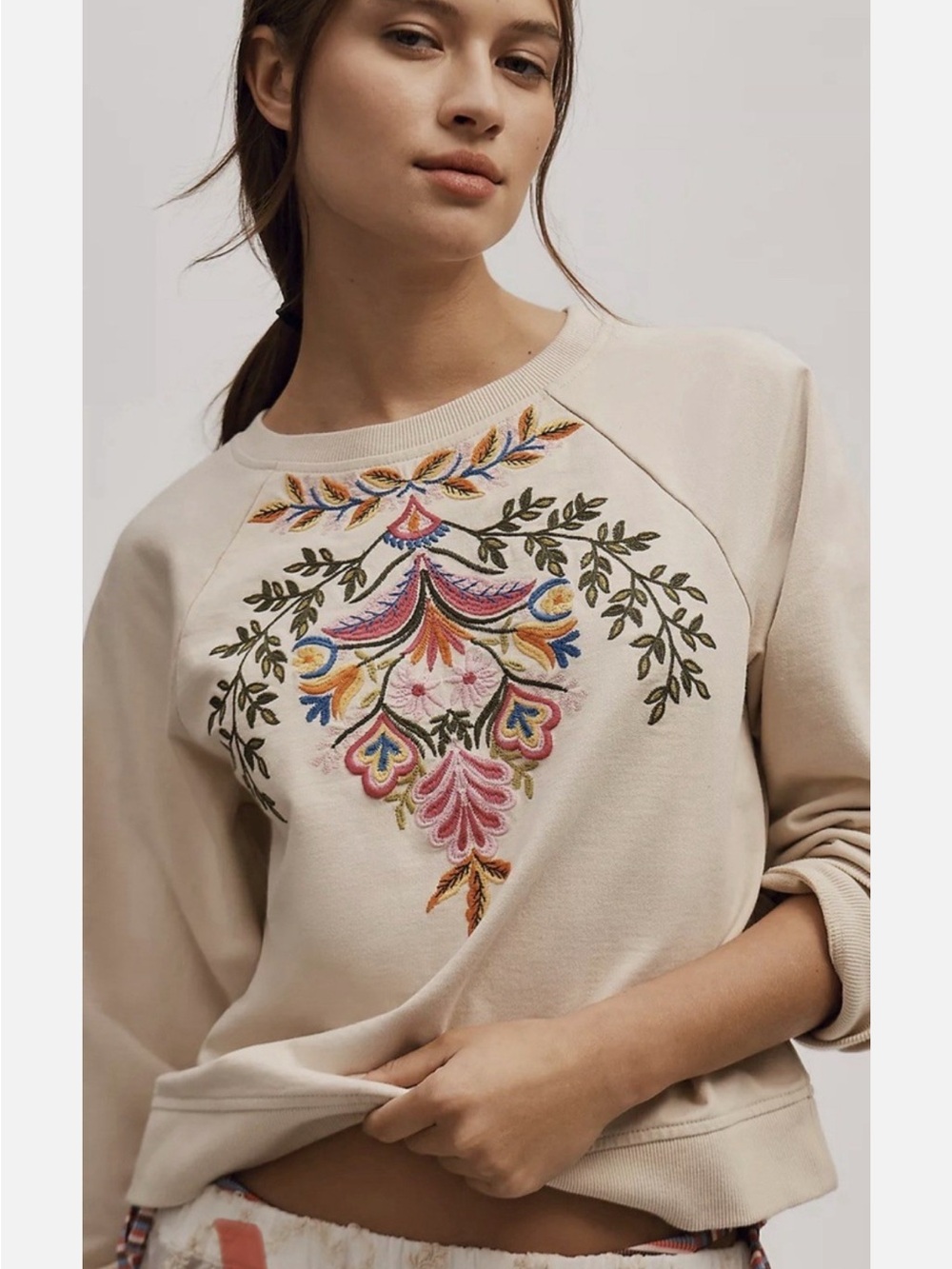 NWOT Anthropologie Embroidered Sweatshirt